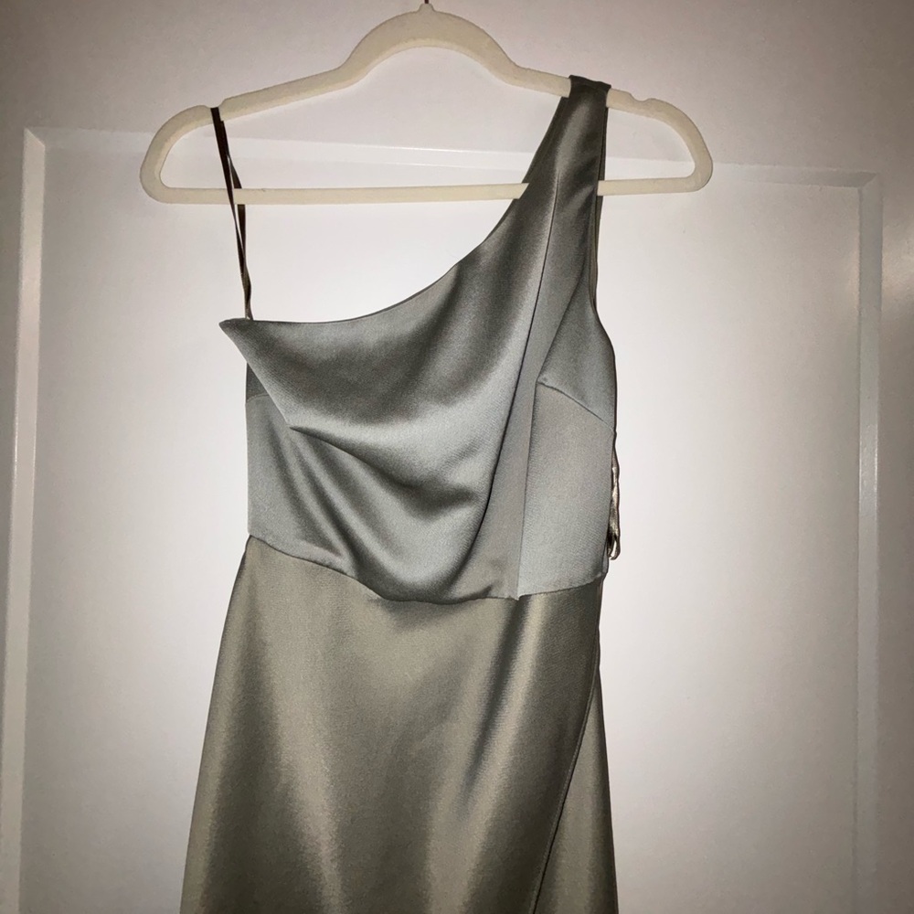 BHLDN One Shoulder Olive Dress - Picture 3 of 11
